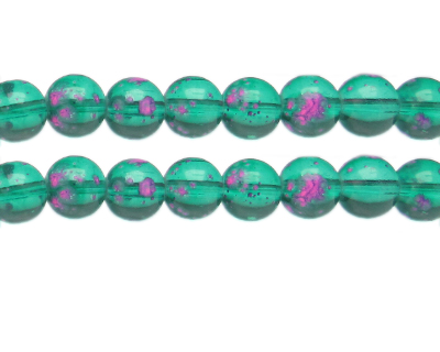 12mm Green Spray Glass Bead, approx. 14 beads