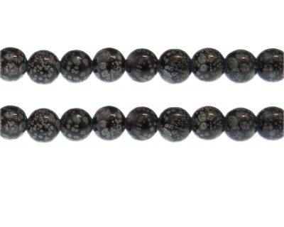 (image for) 10mm Black Spot Marble-Style Glass Bead, approx. 16 beads - Click Image to Close