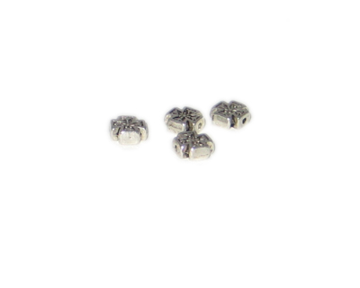 (image for) 8mm Silver Etched Metal Spacer Bead/Cross, 4 beads