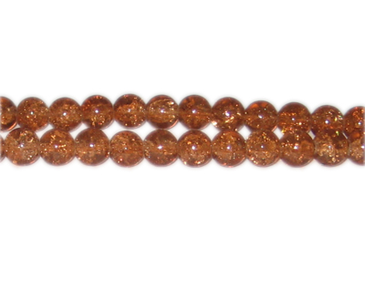8mm Golden Brown Crackle Glass Bead, approx. 55 beads