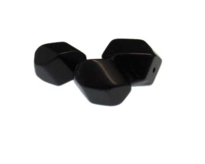 20 x 14mm Black Onyx Faceted Gemstone Bead, 3 beads