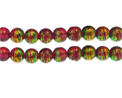 10mm Christmas Abstract Glass Bead, approx. 16 beads