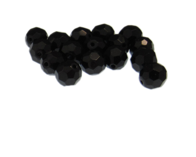 10mm Black Faceted Glass Bead, 15 beads