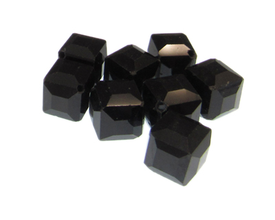 (image for) 12mm Black Faceted Cube Glass Bead, 8 beads, corner drill - Click Image to Close