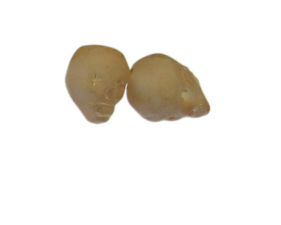 24 x 20mm Apricot Matte Skull Glass Bead, 2 beads