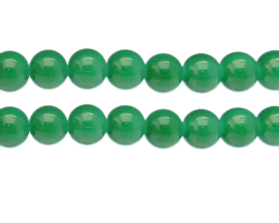 12mm Green Jade-Style Glass Bead, approx. 17 beads