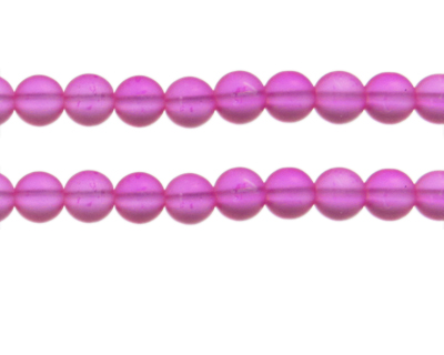 10mm Magenta Sea/Beach-Style Glass Bead, approx. 16 beads