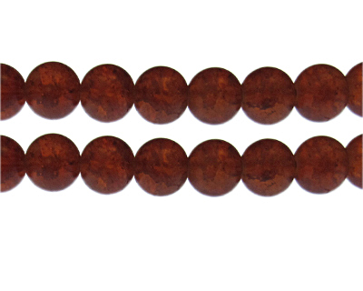 12mm Brown Crackle Frosted Glass Bead, approx. 14 beads