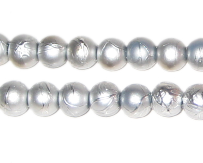 (image for) 8mm Drizzled Silver Glass Beads, approx. 35 beads