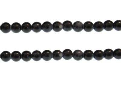 8mm Black Marble-Style Glass Bead, approx. 55 beads
