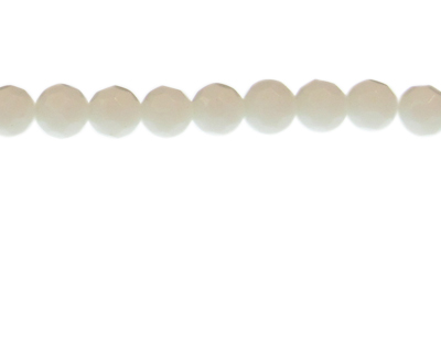 8mm White Faceted Glass Bead, 12" string