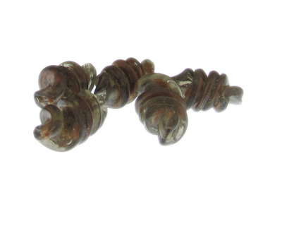(image for) 24 x 14mm Silver Twist Lampwork Glass Bead, 5 beads - Click Image to Close
