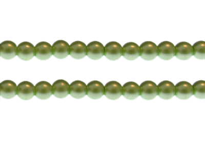 8mm Soft Green Glass Pearl Bead, approx. 54 beads
