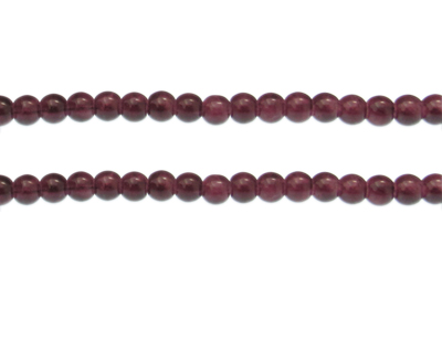 6mm Eggplant Gemstone-Style Glass Bead, approx. 51 beads