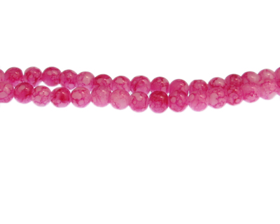 (image for) 6mm Fuchsia Marble-Style Glass Bead, approx. 70 beads - Click Image to Close