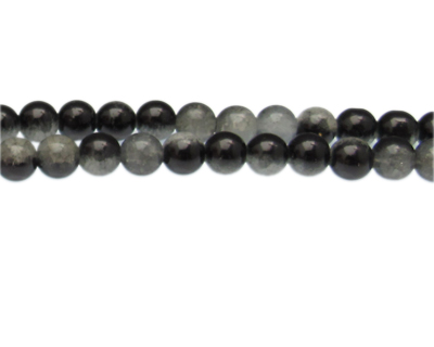 8mm Black/Gray Duo-Style Glass Bead, approx. 35 beads