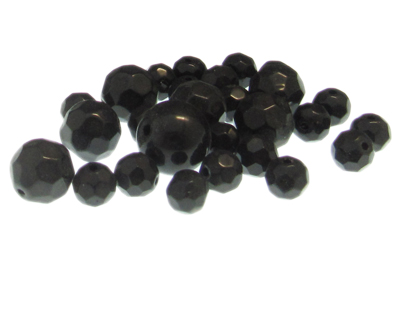 Approx. 1.5oz. x 8-12mm Black Faceted and Pressed Glass Bead
