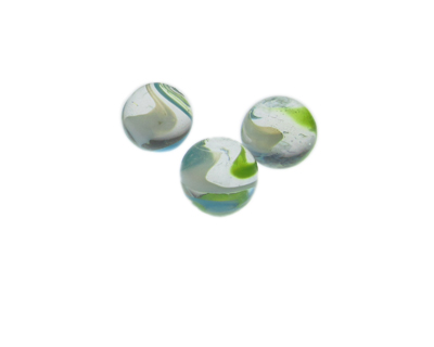 16mm Green Swirl Lampwork Glass Bead, 5 beads, NO Hole