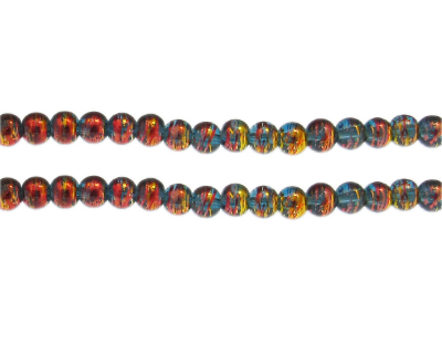 6mm Seascape Abstract Glass Bead, approx. 48 beads