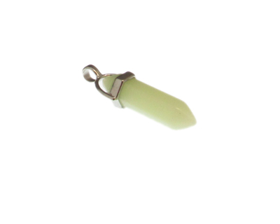 40 x 14mm Very Soft Green Gemstone Pendant with silver bale