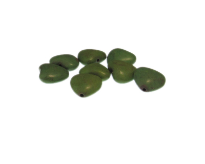 14mm Green Dyed Turquoise Heart Bead, 8 beads