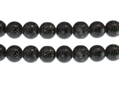 (image for) 12mm Black Spot Marble-Style Glass Bead, approx. 14 beads - Click Image to Close
