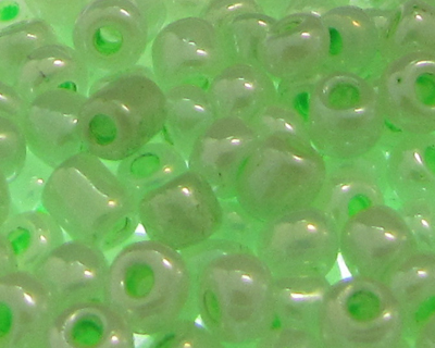 6/0 Pale Green Ceylon Glass Seed Beads, 1oz. bag
