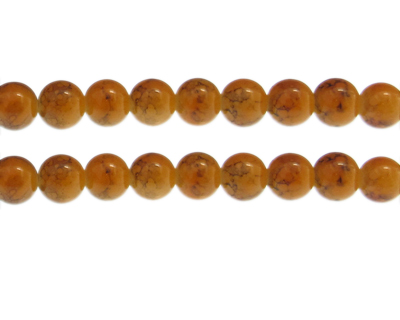 10mm Amber Marble-Style Glass Bead, approx. 22 beads