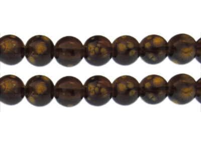 12mm Brown Blossom Glass Bead, approx. 15 beads