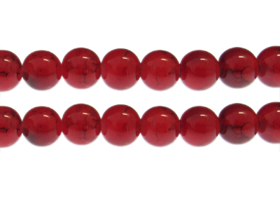 12mm Red Marble-Style Glass Bead, approx. 17 beads