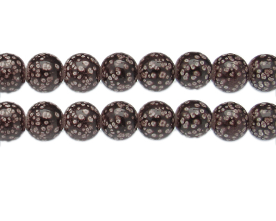 12mm Brown Spot Marble-Style Glass Bead, approx. 14 beads