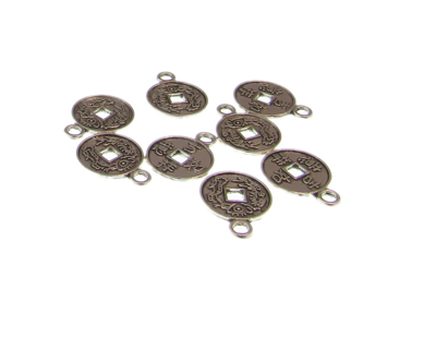 (image for) 16 x 12mm Chinese Coin Silver Metal Charm, 8 charms - Click Image to Close