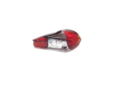 (image for) 32 x 22mm Red Foil Handmade Lampwork Glass Bead, 2 beads