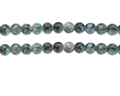 8mm Gray/Blue Swirl Marble-Style Glass Bead, approx. 55 beads