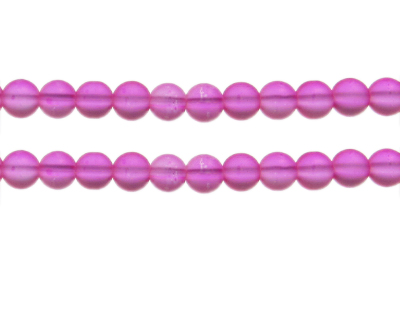 8mm Magenta Sea/Beach-Style Glass Bead, approx. 31 beads