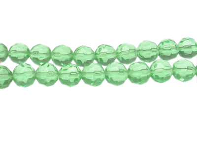 10mm Light Green Faceted Glass Bead, 14" string