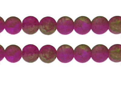 12mm Fuchsia/Apple Green Crackle Frosted Duo Bead, approx. 14 be