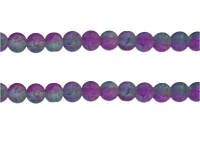 8mm Turq/Purple Crackle Frosted Duo Bead, approx. 36 beads