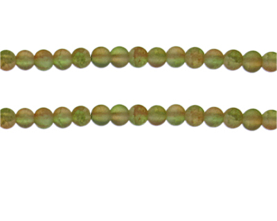 6mm Orange/Apple Green Crackle Frosted Duo Bead, approx. 46 bead
