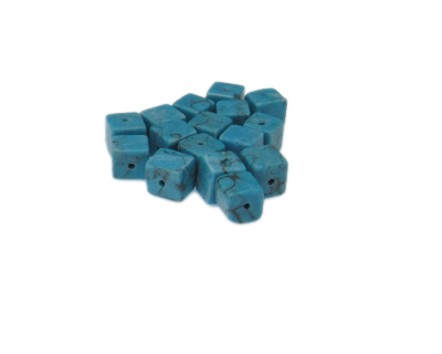 6mm Turquoise Cube Gemstone Bead, 26 beads