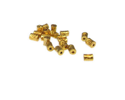 6 x 4mm Shiny Gold Metal Tube Spacer Bead, 20 beads