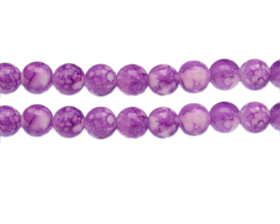 10mm Crimson Swirl Marble-Style Glass Bead, approx. 18 beads