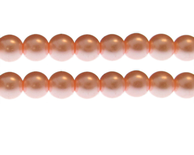12mm Rose Pink Glass Pearl Bead, approx. 18 beads