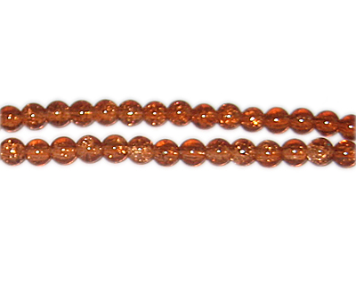 6mm Golden Brown Crackle Glass Bead, approx. 74 beads