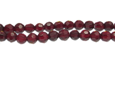 8mm Red Faceted Glass Bead, 14" string