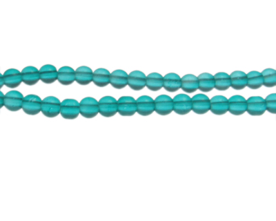 6mm Aqua Semi-Matte Glass Bead, approx. 44 beads