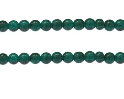 8mm Emerald Crackle Glass Bead, approx. 55 beads