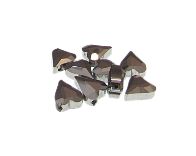 (image for) 12 x 10mm Heart Silver Electroplated Glass Bead, 8 beads - Click Image to Close