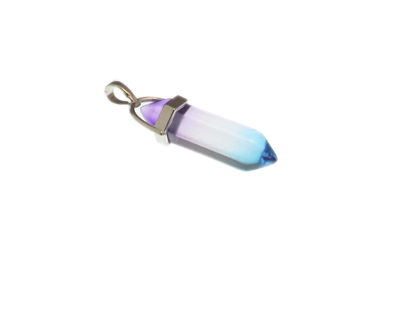 40 x 14mm Purple to Blue Glass Pendant with silver bale