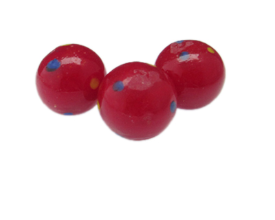 24mm Red Spot Lampwork Glass Bead, 5 beads, NO Hole